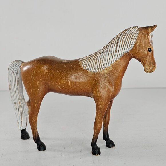 Grand Wood Golden Blaze Horse Wood Carved Figurine - Picture 8 of 8